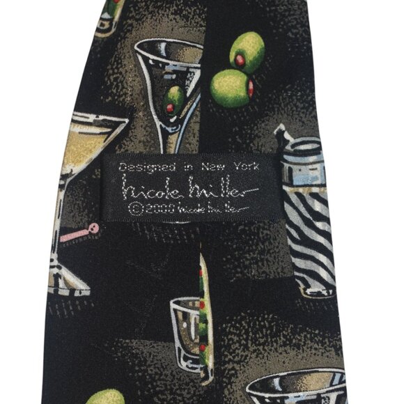Nicole Miller Vintage Silk Tie Martini Time Cocktail Party Y2k 2000 - Picture 4 of 9